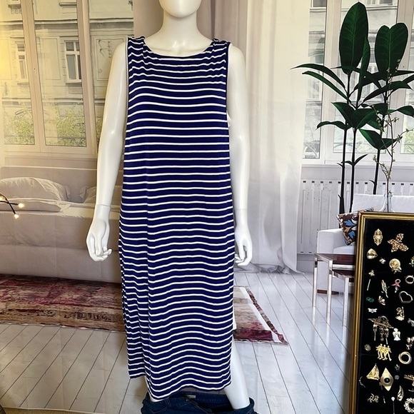 Chicos Sleeveless Blue/White Striped Double Layer Dress. Size 3. P10/A2106 - Picture 4 of 9